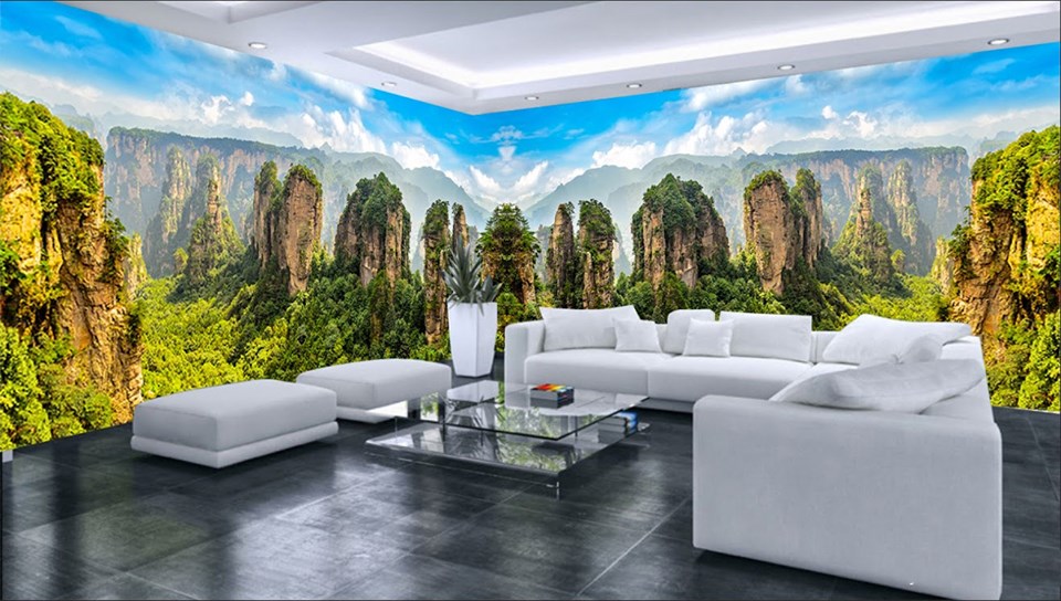 Tranh Phong cảnh dán tường 3D Phòng khách BE153 - LINH ANH Deco