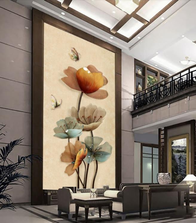 Tranh dán tường hoa 3D Phòng khách đẹp BE143 - LINH ANH Deco