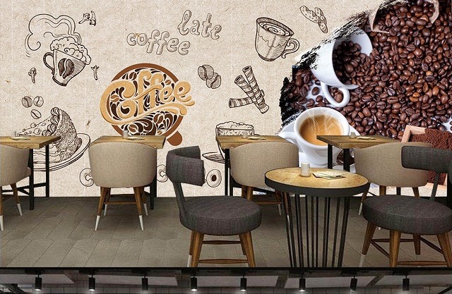 Tranh dán tường quán Cafe đẹp độc đáo - BeHouse Deco - Tổng kho ...